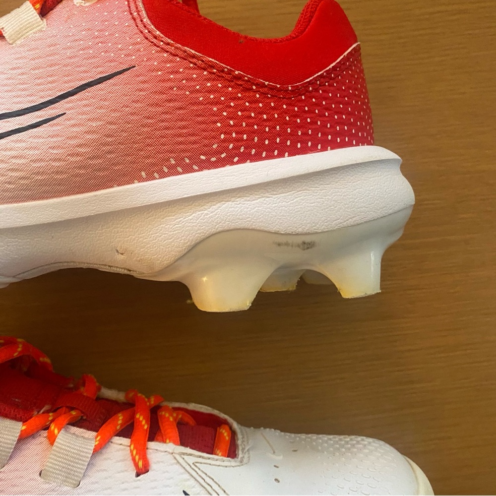 Nike Womens HyperDiamond 4 Pro, Red/ White/ Orange Fire Laces, Sz 7.5 - Picture 9 of 15